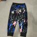 Adidas Bottoms | Adidas Girl Flower Black Pink Blue Ankle Joggers | Color: Black/Pink | Size: 5g