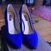 Nine West Shoes | Nine West Chunky Block Heel. Blue Suede. Worn Once. | Color: Blue | Size: 9
