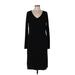 White House Black Market Casual Dress - Sheath V Neck Long sleeves: Black Print Dresses - Women's Size Large