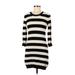 French Connection Casual Dress - Bodycon High Neck 3/4 sleeves: Black Print Dresses - Women's Size 8