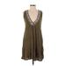 Design History Casual Dress - A-Line Plunge Sleeveless: Brown Print Dresses - Women's Size Small