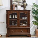 HIGH CHESS American all solid wood double door w/ glass low cabinet display cabinet Wood in Brown | 44.48 H x 41.33 W x 18.11 D in | Wayfair