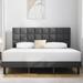 Ebern Designs Laurissa Gray Platform Bed w/ Fabric Upholstered Headboard & No Box Spring Needed Metal in Brown/Gray | 42.1 H x 39.5 W in | Wayfair