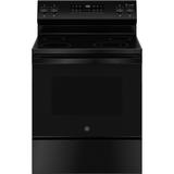 GE Appliances 30" 5.3 Cubic Feet Smart Electric Freestanding Range in Black | 47.25 H x 30 W x 27 D in | Wayfair GRF400PVBB