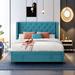 House of Hampton® Queen 45" Platform Bed Upholstered/Velvet in Blue | 45 H x 65 W x 84 D in | Wayfair 6D971D2E2B6C41E28853E435649CCC26