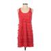 BCBGMAXAZRIA Cocktail Dress - A-Line Scoop Neck Sleeveless: Red Dresses - Women's Size 2X-Small