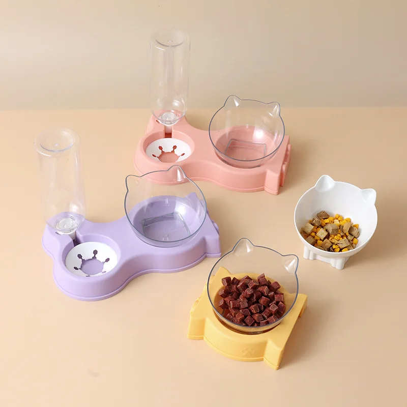 Bol de nourriture pour chien et chat, mangeoire automatique tout-en-un, bol de nourriture pour chien et chat et fontaine à boire