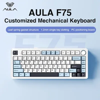 AULA-Clavier mécanique de jeu F75 2.4G sans fil Bluetooth filaire RVB personnalisé disposition
