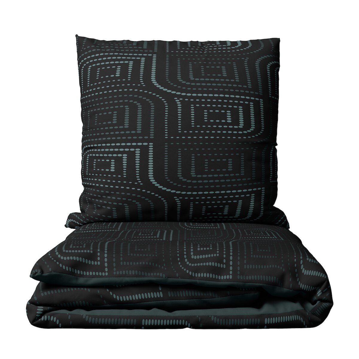 Leonado Vicenti Baumwolle Bettwäsche 155x220 cm Schwarz Petrol Punkte Wendeseite mit Reißverschluss Image