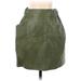 Zara Basic Faux Leather Skirt: Green Solid Bottoms - Women's Size X-Small