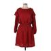 Gianni Bini Casual Dress - Mini Crew Neck 3/4 Sleeve: Burgundy Solid Dresses - Women's Size Large