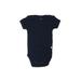 The Honest Co. Short Sleeve Onesie: Blue Solid Bottoms - Size 0-3 Month