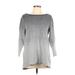 Simply Vera Vera Wang Long Sleeve Blouse: Gray Print Tops - Women's Size Large