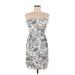 Old Navy Cocktail Dress - Sheath Strapless Sleeveless: Gray Floral Dresses - Women's Size 6