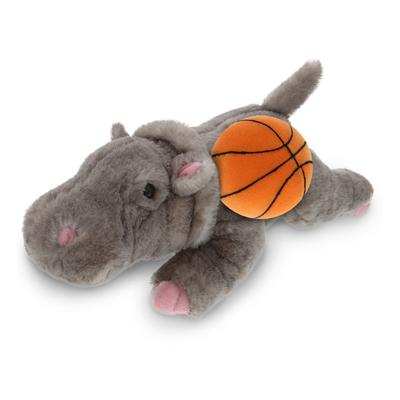 DolliBu Soft Huggable Hippo Stuffed Animal with Basketball Plush - 13 inches