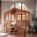 Twin Size House Shaped Low Loft Bed with 2-Drawers, Solid Wood Kids Bed Frame with Guardrails and Storage Space, Walnut