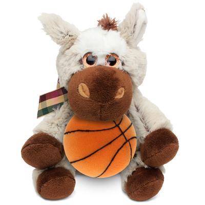 DolliBu Huggable Floppy Donkey Stuffed Animal with Basketball Plush - 7 inches