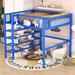 Full Size Metal Frame Loft Bed with 4-Tier Storage Shelves and Full Length Guardrail