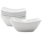 Our Table Simply White 6 Piece 7 Inch Rectangular Porcelain Bowl Set in White