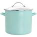 Martha Stewart 12 Quart Enamel On Steel Stock Pot with Glass Lid in Martha Blue