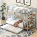 Twin over Full Size Metal Bunk Bed with Twin Size Trundle, Heavy Duty Bunk Bedframe w/ Storage Staircase & Ladder for Kids Teens