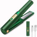 Cordless Hair Straighteners Curler 2 in 1 Mini Portable Travel Wireless Flat Iron Fast Heat Up Anti-Scald 3-Level Straightener for Swift Smooth and Glossy Hair Type-C Rechargeable (Green)