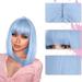 Dengmore Short Straight Blue Bob Wigs with Bangs 14 Inch Shoulder Length Wig Colorful Synthetic Cosplay Daily Party Wig for Women Hair Replacement Wigs Valentines Play Costume