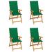 moobody Patio Chairs 4 pcs with Green Cushions Solid Teak Wood