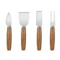 HOMEMAXS 4pcs Cheese Tools Stainless Steel Wood Handle Cheese Utensils Spatula Cutter Fork Stocky Handle