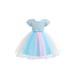 Gwiyeopda 4-7 Years Baby Girl Princess Dress 3D Flower Short Puff Sleeve Wedding Dress Party Ball Gown Dresses