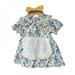 Baby Fashion Blossom Print Lapels Summer Dress Ewborn Infant Skirt Cotton Romper With Headband
