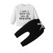Shiningupup Baby Girls Boys Print Letter Autumn Long Sleeve Pants Pullover Tops Hoodie Trousers Set Clothes Pajamas Kids Size 10 Baby Boy Clothes 6 9 Months Grandma Baby Rompers Boy