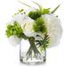 Artificial Rose Flowers In Vase Mixed Fake White Rose And Silk Peonies In Vase With Faux Water For Dining Table Centerpieces Home Decor Indoor