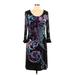 DressBarn Casual Dress - Sheath Scoop Neck 3/4 sleeves: Black Paisley Dresses - Women's Size 10 - Print Wash