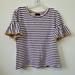 Anthropologie Tops | Anthropologie W5 Striped Boho Hem Bell Sleeve Top Sz L | Color: Blue/White | Size: L