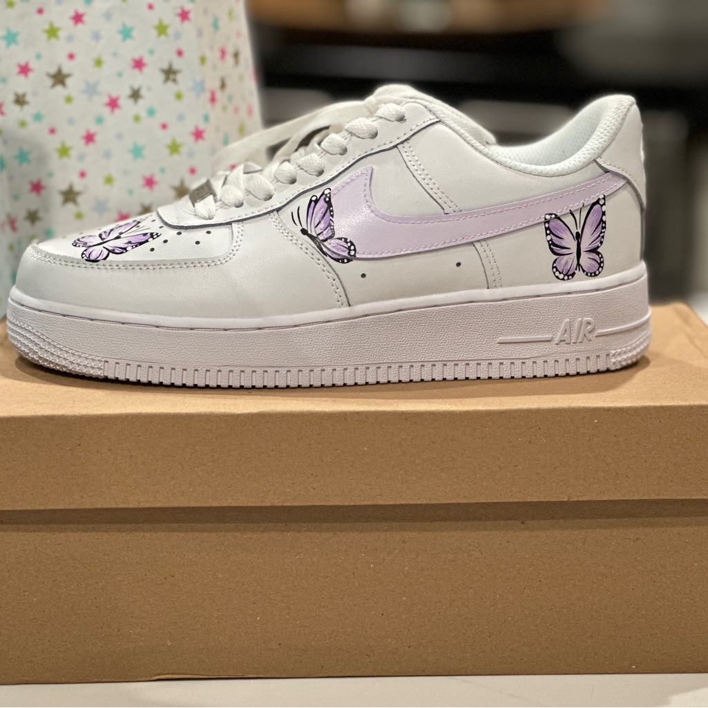 Nike Shoes | Custom Butterfly Nikes | Color: Purple/White | Size: 8.5