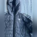 Adidas Jackets & Coats | Adidas 3 Stripes Stadium Hooded Cold Weather Long Coat Jacket Youth Unisex Xl | Color: Black/White | Size: Xlb