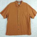 Columbia Shirts | Columbia Mens Shirt Button Down Oxford Short Sleeve Orange Tartan Plaid Xl | Color: Orange | Size: Xl