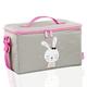 Hama Tasche für Hörspielbox und Zubehör „Lovely Bunny" (Transporttasche aus recyceltem PET für Starterset, Figuren, Kopfhörer, Ladestation, mit Tragegriff und Schultergurt, wasserabweisend) Grau/Pink