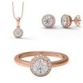 MOONEYE 2.52 Ct Round Cut Moissanite Diamond 925 Sterling Silver Solitaire Women Ring Pendant Earring Jewelry Set (E-F Color, VS Clarity) Rose Gold Vermeil,S1/2