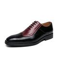 Ninepointninetynine Dress Shoes for Men Lace Up Two Tone Square Toe Brogue Embossed Wing tip Vegan Leather Slip Resistant Rubber Sole Block Heel Non Slip Classic (Color : Black Red, Size : 7.5 UK)