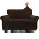 CHELZEN Velvet Couch Covers 2 Seater Thick Stretch Sofa Covers for Dogs Pets Non-Slip Love Seat Couch Slipcover Washable Furniture Protector for Living Room (2 Seater, Dark Coffee)