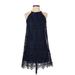 Xhilaration Casual Dress - A-Line Crew Neck Sleeveless: Blue Print Dresses - Women's Size Small