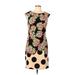 I LE New York Casual Dress - Mini Crew Neck Sleeveless: Tan Polka Dots Dresses - Women's Size 10