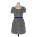 Roxy Casual Dress - Mini Scoop Neck Short sleeves: Blue Print Dresses - Women's Size X-Large