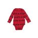 Baby Gap Long Sleeve Onesie: Red Jacquard Bottoms - Size 6-12 Month