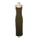 Shein Casual Dress - Slip dress: Brown Solid Dresses - Women's Size Large
