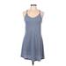 Topshop Casual Dress - A-Line V Neck Sleeveless: Gray Print Dresses - Women's Size 6