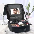 Trousse de maquillage de voyage étanche pour femme avec miroir valise à outils pour ongles