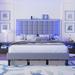 Wade Logan® Berdean Button Tufted Platform Bed Frame w/ LED Lights Upholstered/Linen in Gray | Queen | Wayfair 18C389A966174131B7A6F311C269FB6B